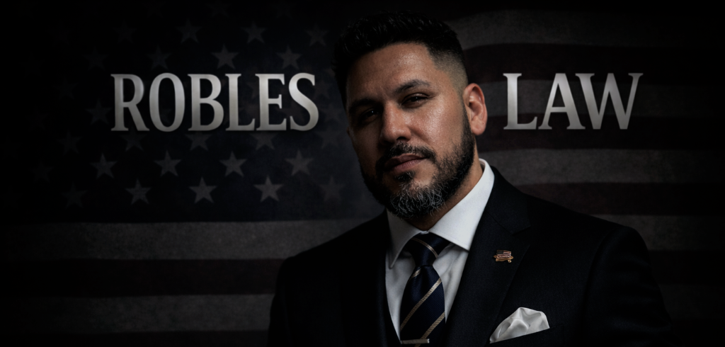 Joe A. Robles Jr. - Combat Veteran Attorney with American Flag